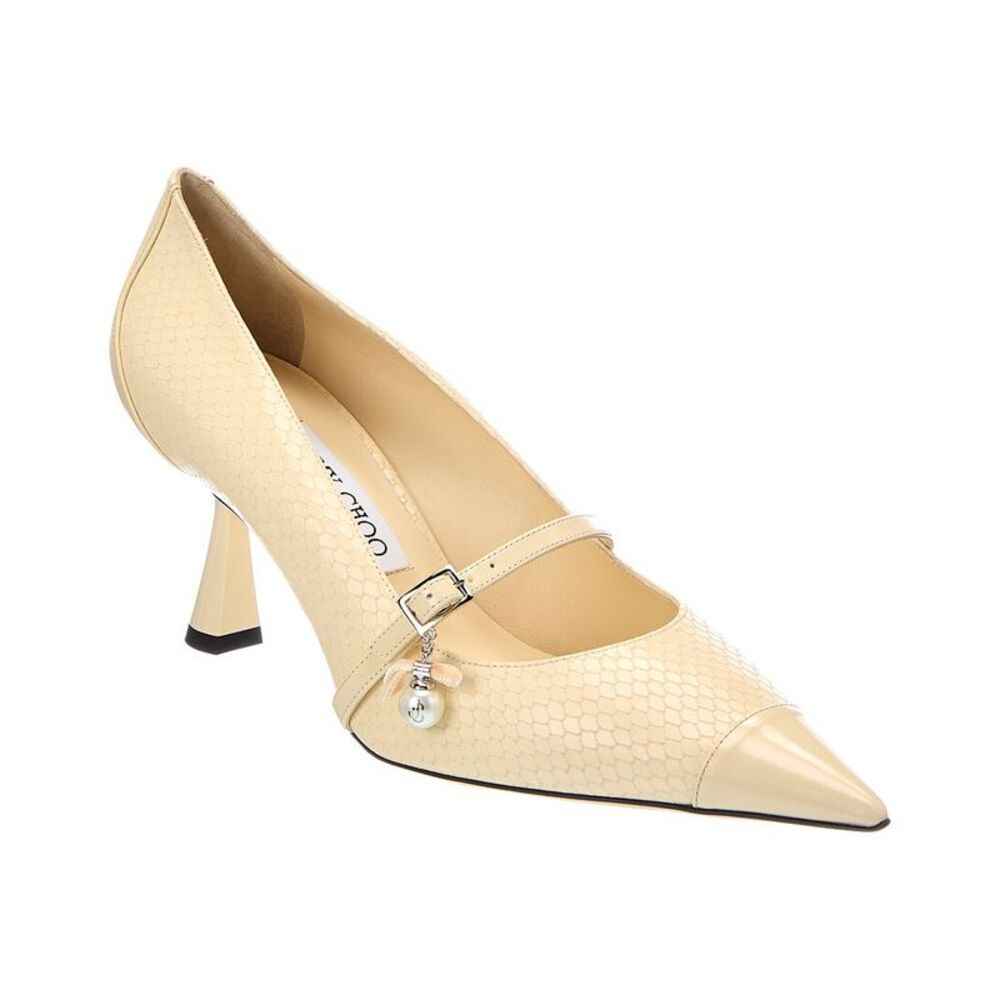 Jimmy Choo Aren 65 Snake-Embossed Leather Slingback Pump, White